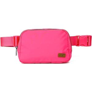 imageCC Unisex Adjustable Strap Waist Pouch Crossbody Belt Bag Fanny Pack BlackHot Pink