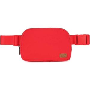imageCC Unisex Adjustable Strap Waist Pouch Crossbody Belt Bag Fanny Pack BlackRed