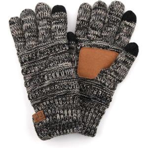 imageCC Unisex Cable Knit Inner Lined AntiSlip Touchscreen Texting Gloves3 Tone Gray