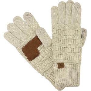 imageCC Unisex Cable Knit Inner Lined AntiSlip Touchscreen Texting GlovesBeige