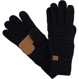 imageCC Unisex Cable Knit Inner Lined AntiSlip Touchscreen Texting GlovesBlack