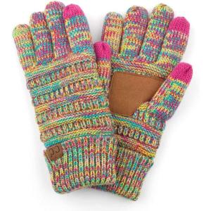 imageCC Unisex Cable Knit Inner Lined AntiSlip Touchscreen Texting GlovesBright Mix