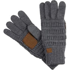 imageCC Unisex Cable Knit Inner Lined AntiSlip Touchscreen Texting GlovesDark Melange Gray