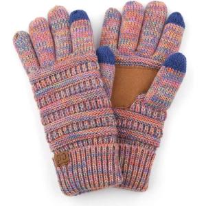imageCC Unisex Cable Knit Inner Lined AntiSlip Touchscreen Texting GlovesLavender Mix