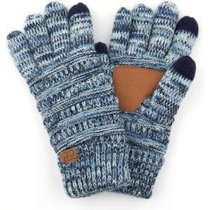imageCC Unisex Cable Knit Inner Lined AntiSlip Touchscreen Texting GlovesNavy Mix