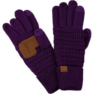 imageCC Unisex Cable Knit Inner Lined AntiSlip Touchscreen Texting GlovesPurple