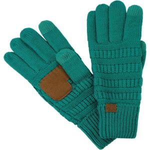 imageCC Unisex Cable Knit Inner Lined AntiSlip Touchscreen Texting GlovesTeal