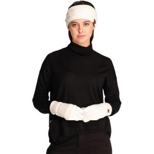 imageCC Unisex Cable Knit Winter Headwrap and Touchscreen Gloves Set 2 PieceIvory