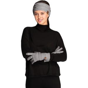 imageCC Unisex Cable Knit Winter Headwrap and Touchscreen Gloves Set 2 PieceLt Mel Grey