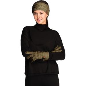 imageCC Unisex Cable Knit Winter Headwrap and Touchscreen Gloves Set 2 PieceNew Olive
