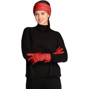 imageCC Unisex Cable Knit Winter Headwrap and Touchscreen Gloves Set 2 PieceRed