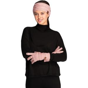 imageCC Unisex Cable Knit Winter Headwrap and Touchscreen Gloves Set 2 PieceRose