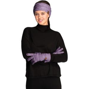 imageCC Unisex Cable Knit Winter Headwrap and Touchscreen Gloves Set 2 PieceViolet