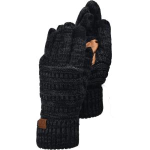 imageCC Unisex Cable Knit Winter Warm AntiSlip Touchscreen Texting Gloves2 Tone BlackCharcoal