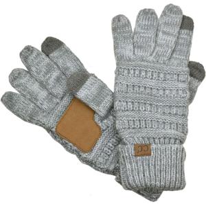 imageCC Unisex Cable Knit Winter Warm AntiSlip Touchscreen Texting Gloves2 Tone Gray