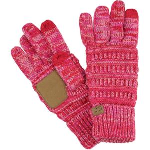 imageCC Unisex Cable Knit Winter Warm AntiSlip Touchscreen Texting Gloves3 Tone Coral