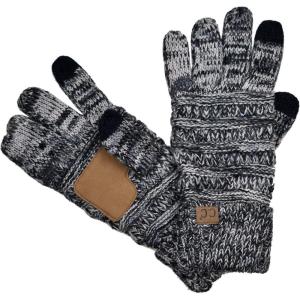 imageCC Unisex Cable Knit Winter Warm AntiSlip Touchscreen Texting Gloves3 Tone Gray