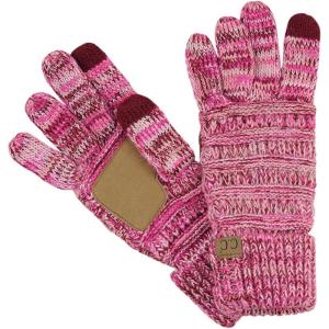 imageCC Unisex Cable Knit Winter Warm AntiSlip Touchscreen Texting Gloves3 Tone Pink
