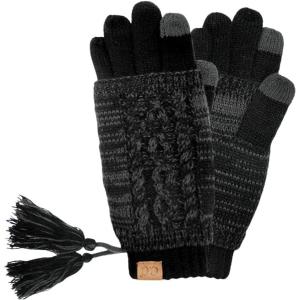 imageCC Unisex Cable Knit Winter Warm AntiSlip Touchscreen Texting Gloves6242 Black  Gray