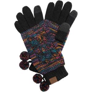 imageCC Unisex Cable Knit Winter Warm AntiSlip Touchscreen Texting Gloves6242 Black Multi