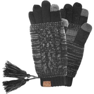 imageCC Unisex Cable Knit Winter Warm AntiSlip Touchscreen Texting Gloves6242 Dk Gray  Lt Gray