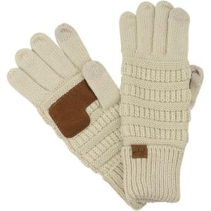 imageCC Unisex Cable Knit Winter Warm AntiSlip Touchscreen Texting GlovesBeige