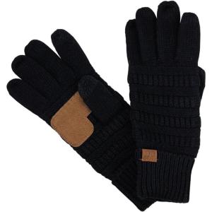 imageCC Unisex Cable Knit Winter Warm AntiSlip Touchscreen Texting GlovesBlack 2