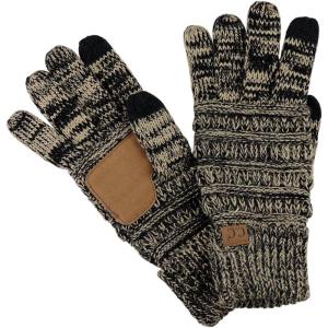 imageCC Unisex Cable Knit Winter Warm AntiSlip Touchscreen Texting GlovesBlackDark Beige