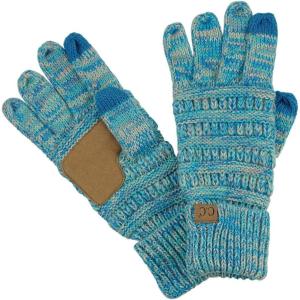 imageCC Unisex Cable Knit Winter Warm AntiSlip Touchscreen Texting GlovesBlueBeige Mix