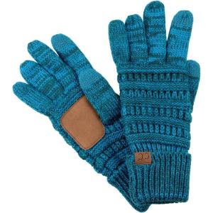 imageCC Unisex Cable Knit Winter Warm AntiSlip Touchscreen Texting GlovesBlueTeal