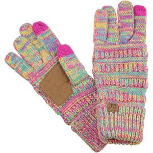 imageCC Unisex Cable Knit Winter Warm AntiSlip Touchscreen Texting GlovesBright Mix