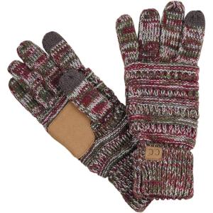 imageCC Unisex Cable Knit Winter Warm AntiSlip Touchscreen Texting GlovesBurgOliveGray