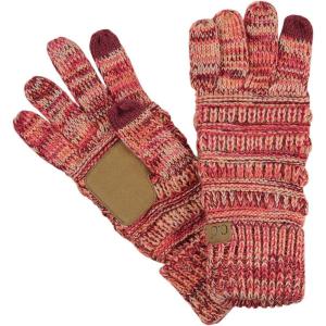imageCC Unisex Cable Knit Winter Warm AntiSlip Touchscreen Texting GlovesBurgPeachBeige