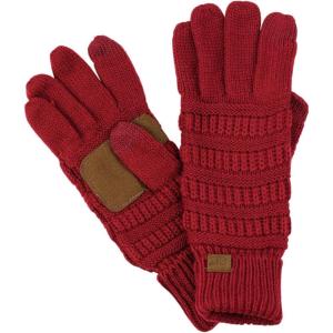 imageCC Unisex Cable Knit Winter Warm AntiSlip Touchscreen Texting GlovesBurgundy