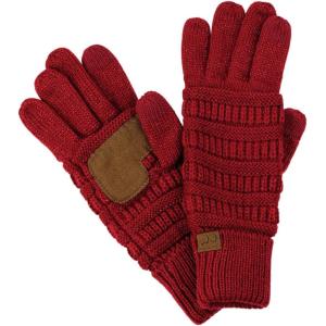 imageCC Unisex Cable Knit Winter Warm AntiSlip Touchscreen Texting GlovesBurgundy Metallic