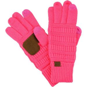 imageCC Unisex Cable Knit Winter Warm AntiSlip Touchscreen Texting GlovesCandy Pink