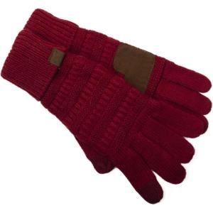 imageCC Unisex Cable Knit Winter Warm AntiSlip Touchscreen Texting GlovesCardinal