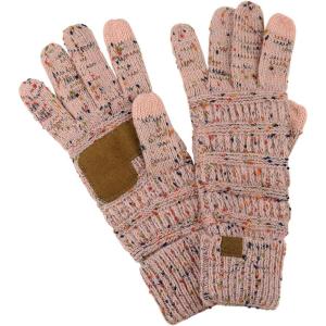 imageCC Unisex Cable Knit Winter Warm AntiSlip Touchscreen Texting GlovesConfetti Indi Pink