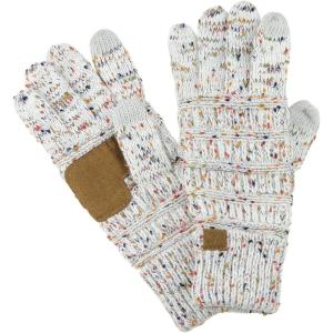 imageCC Unisex Cable Knit Winter Warm AntiSlip Touchscreen Texting GlovesConfetti Ivory