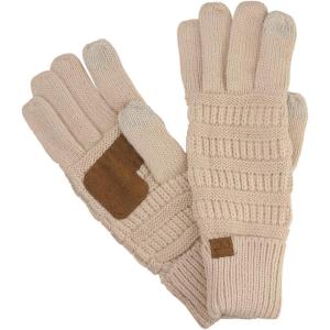 imageCC Unisex Cable Knit Winter Warm AntiSlip Touchscreen Texting GlovesDark Beige