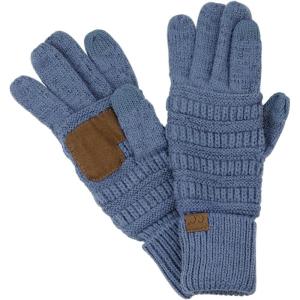 imageCC Unisex Cable Knit Winter Warm AntiSlip Touchscreen Texting GlovesDark Denim Metallic