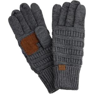 imageCC Unisex Cable Knit Winter Warm AntiSlip Touchscreen Texting GlovesDark Melange Gray Metallic