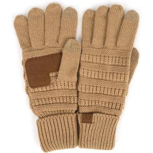 imageCC Unisex Cable Knit Winter Warm AntiSlip Touchscreen Texting GlovesDesert Camel