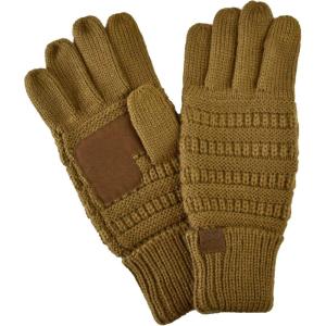 imageCC Unisex Cable Knit Winter Warm AntiSlip Touchscreen Texting GlovesGolden Walnut