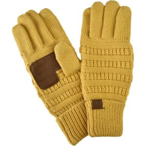 imageCC Unisex Cable Knit Winter Warm AntiSlip Touchscreen Texting GlovesHoney Mustard