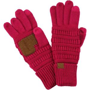 imageCC Unisex Cable Knit Winter Warm AntiSlip Touchscreen Texting GlovesHot Pink