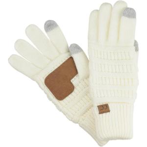 imageCC Unisex Cable Knit Winter Warm AntiSlip Touchscreen Texting GlovesIvory