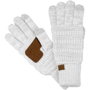 imageCC Unisex Cable Knit Winter Warm AntiSlip Touchscreen Texting GlovesIvorySilver Metallic
