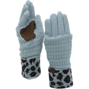 imageCC Unisex Cable Knit Winter Warm AntiSlip Touchscreen Texting GlovesLeopard Mint