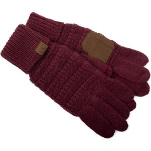 imageCC Unisex Cable Knit Winter Warm AntiSlip Touchscreen Texting GlovesMaroon